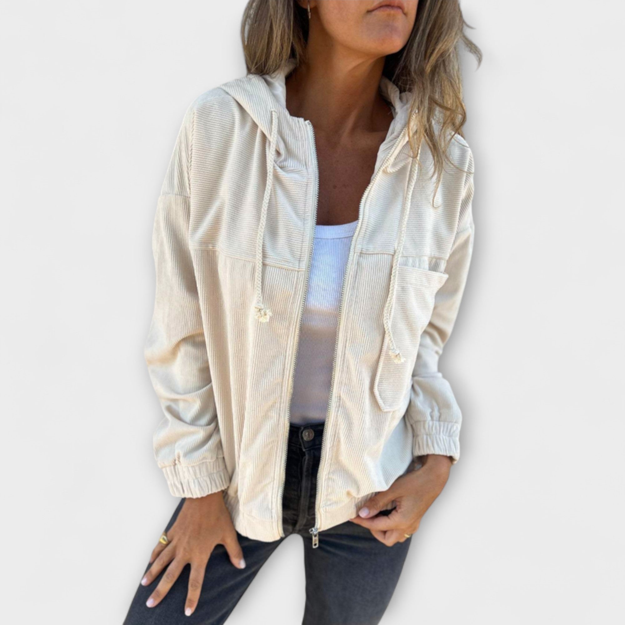 Olivia&Grace | Ella - Corduroy Zip-Up Hooded Jacket