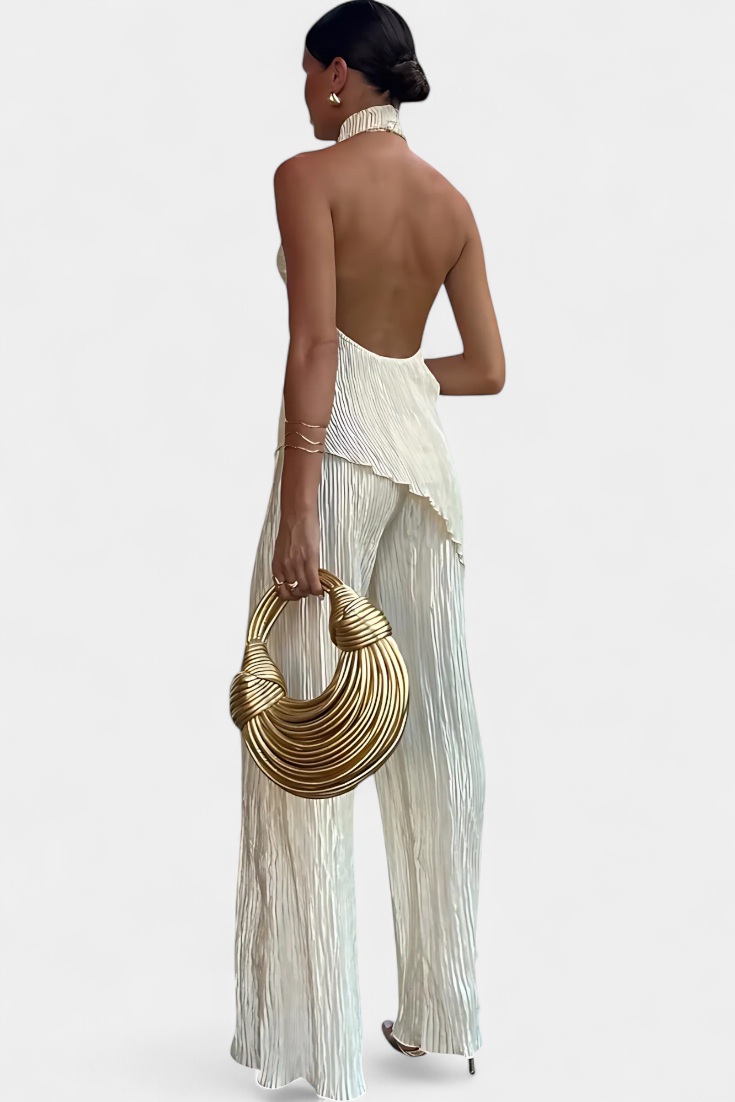 Joanna® | Pilarica Elegant Pleated Set of Asymmetric Top and Flowy Pants