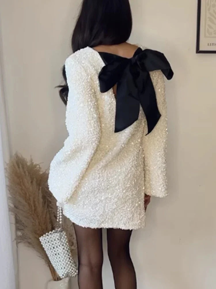 Lila™ - Chic Sparkle Dress with Bow