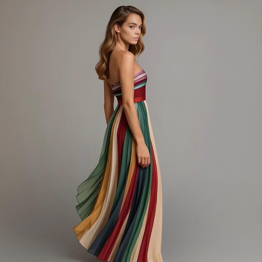 Fiorella™ – Wrinkle-Free Strapless Pleated Dress