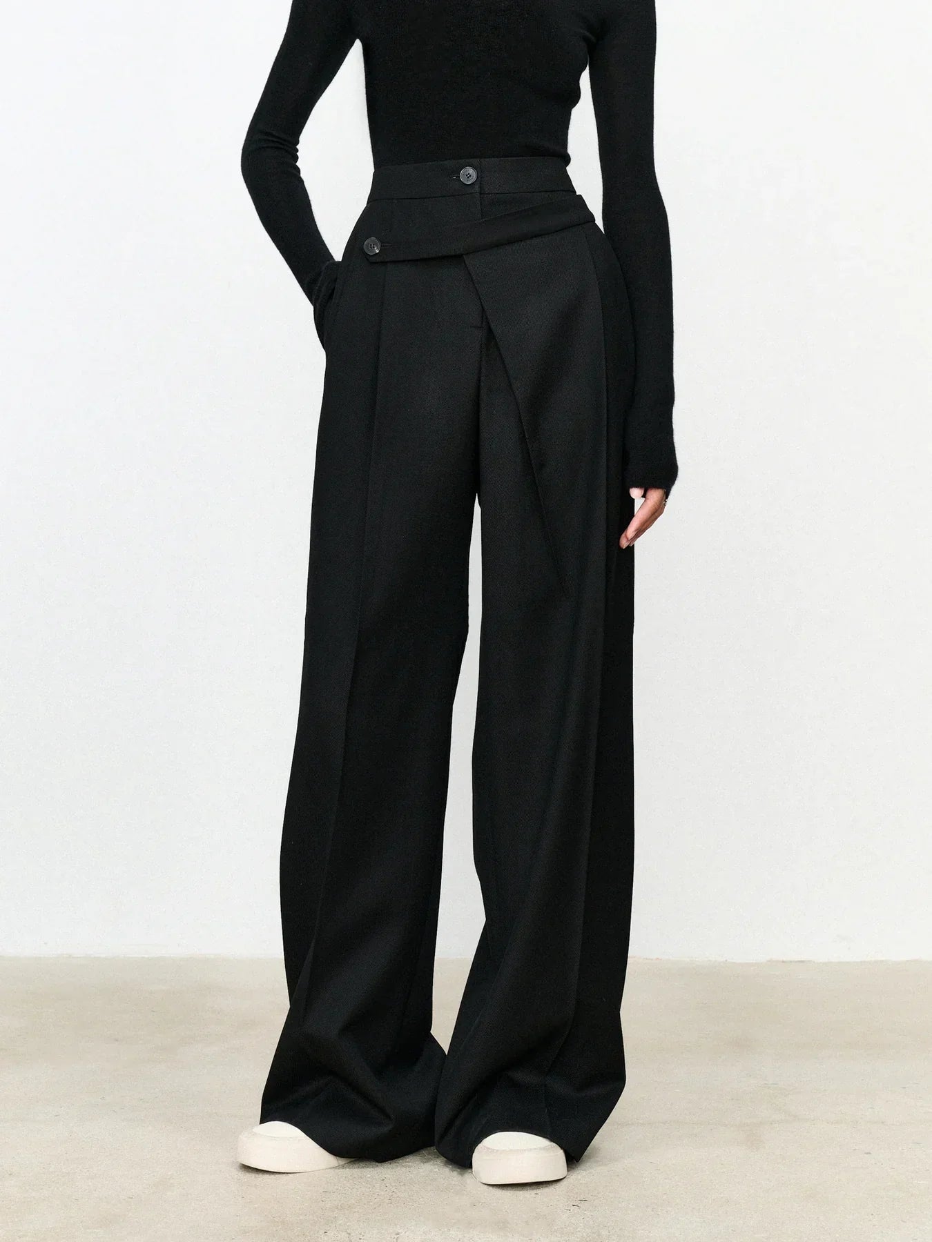 Verónica® | Asymmetric Layer Button Straight Leg Dress Pants