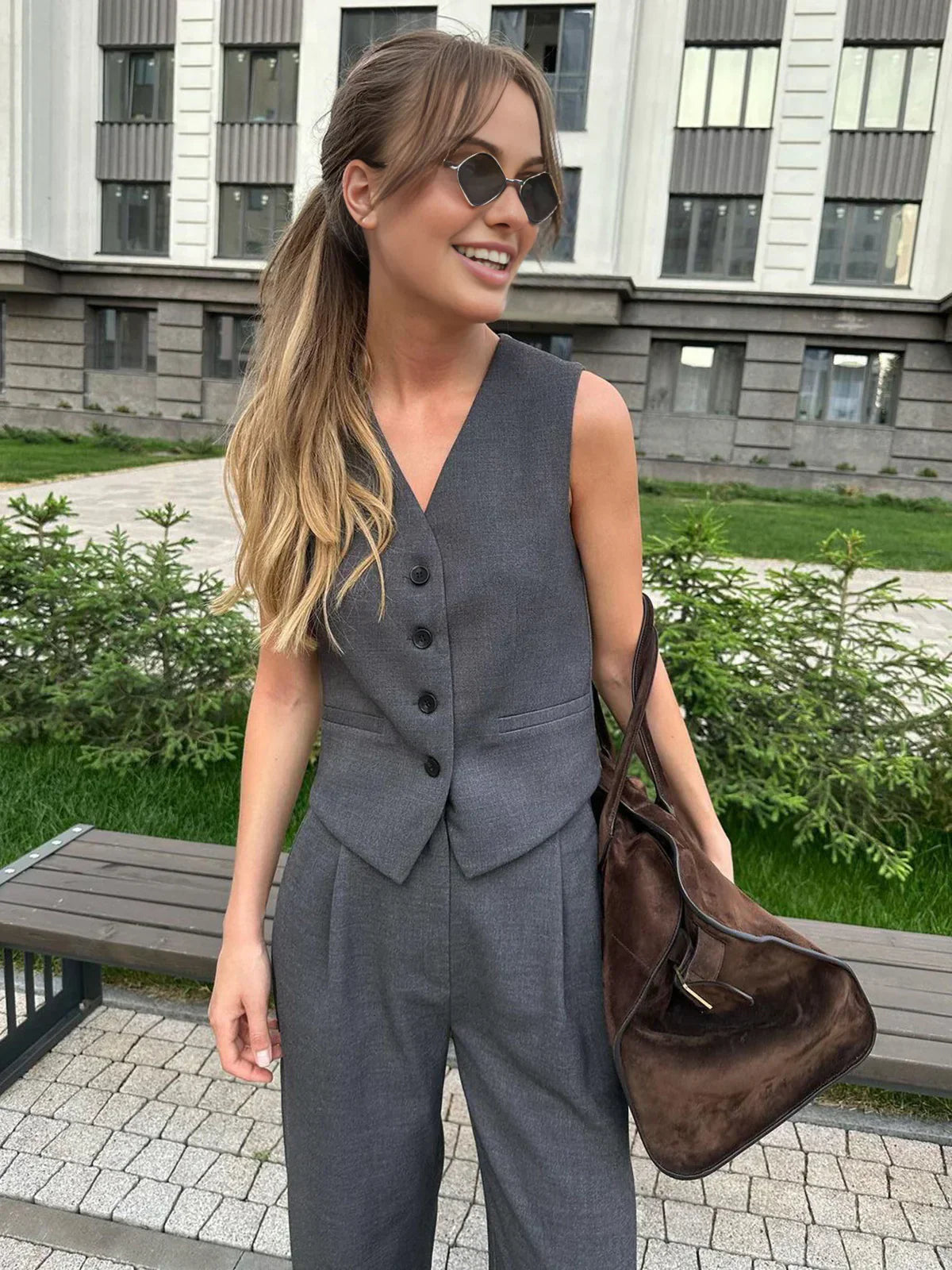 Chloé® | Casual Style Vest & Pants Matching Suit