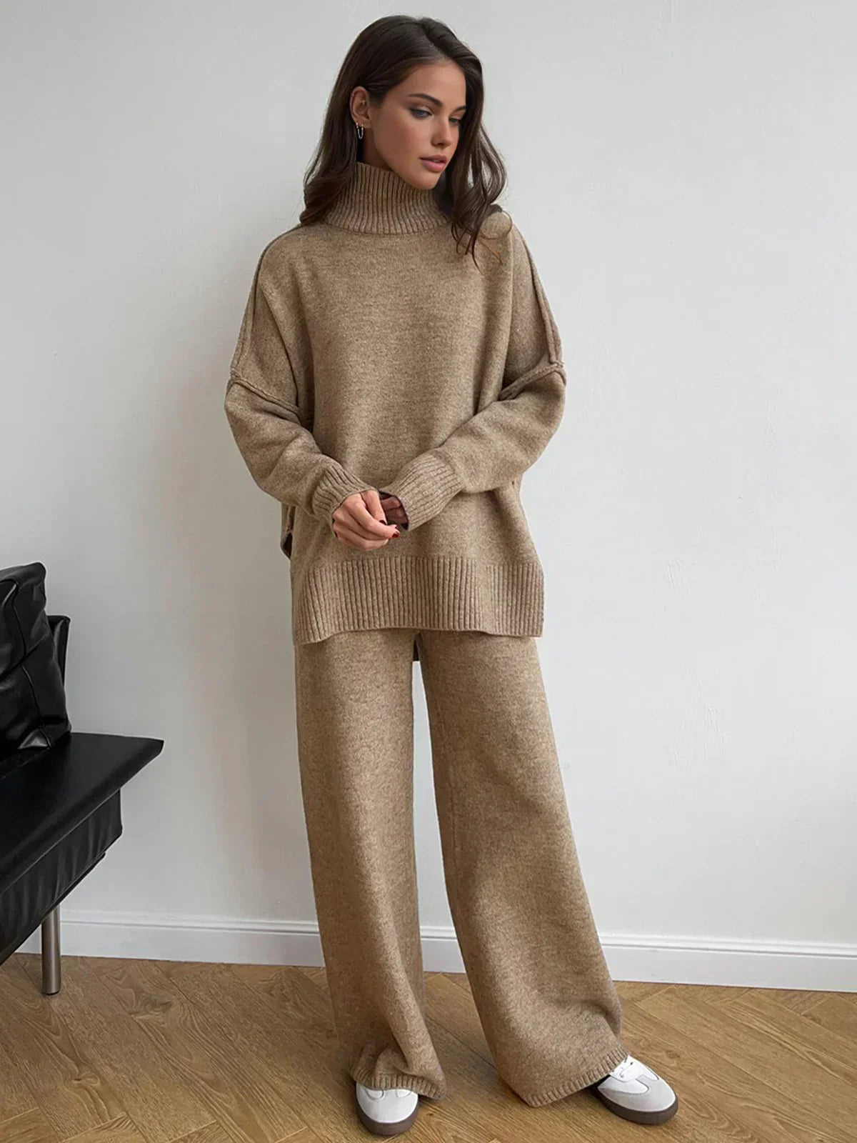 Milena® | Plain Turtleneck Knit and Pants Set