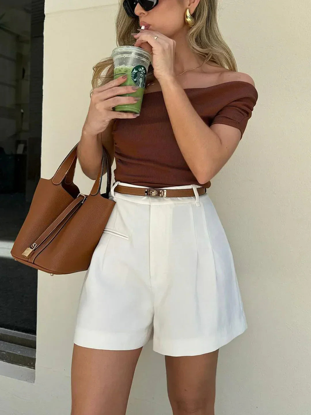 Leena® | Semi-Sheer Mid-Waist Shorts Without Belt