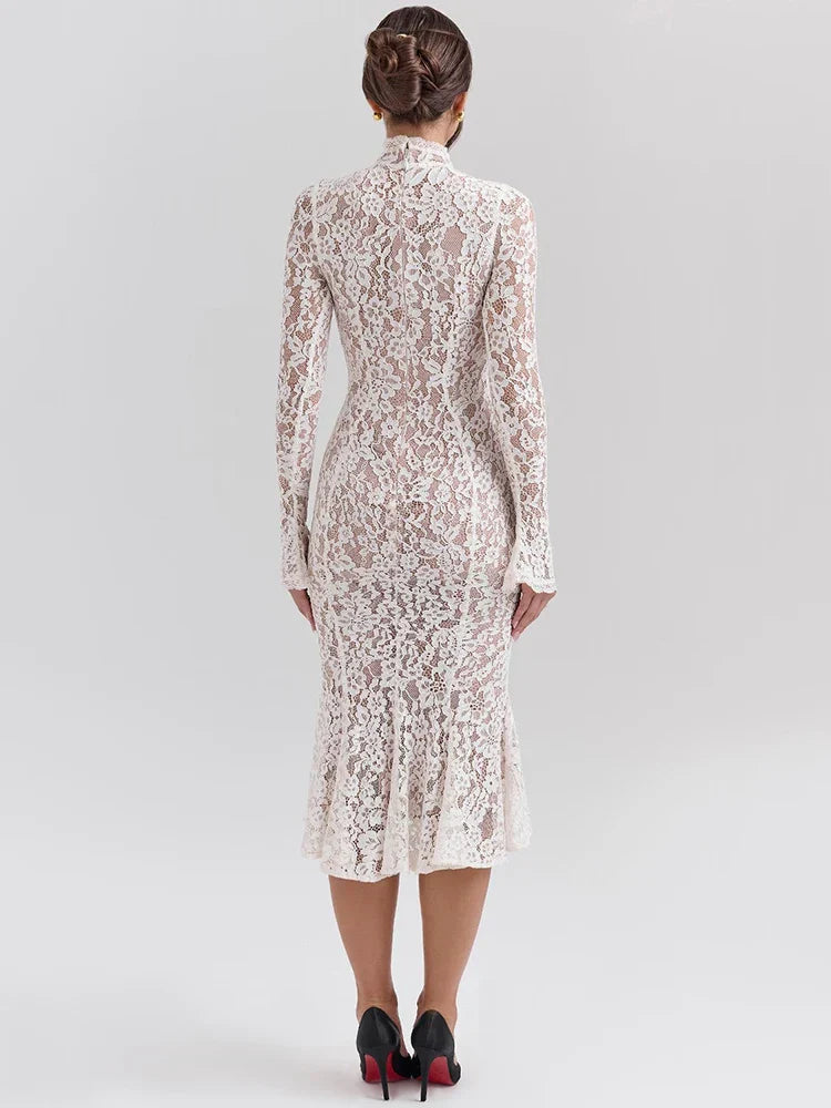 Riley™ - Lace Bodycon with High Neck and High Waist