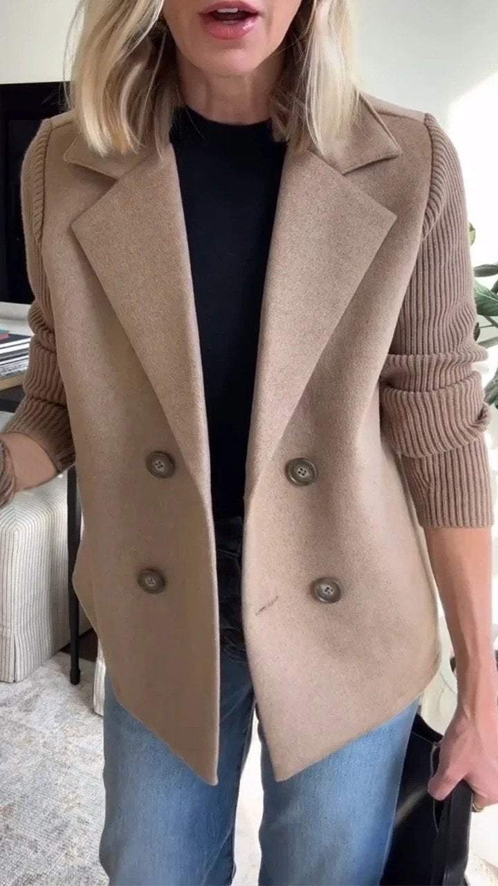Olivia&Grace | Amora - Elegant Knit-Sleeve Jacket