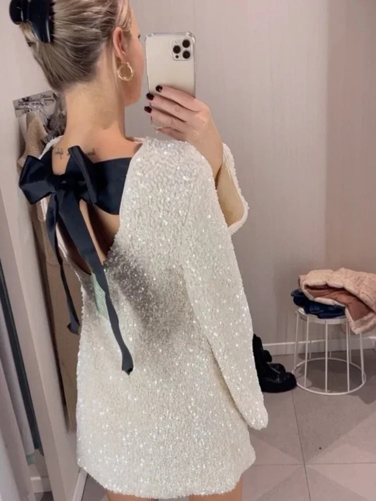 Lila™ - Chic Sparkle Dress with Bow
