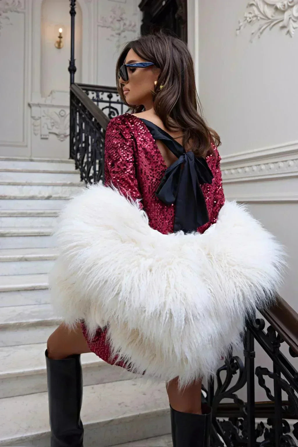 Lila™ - Chic Sparkle Dress with Bow
