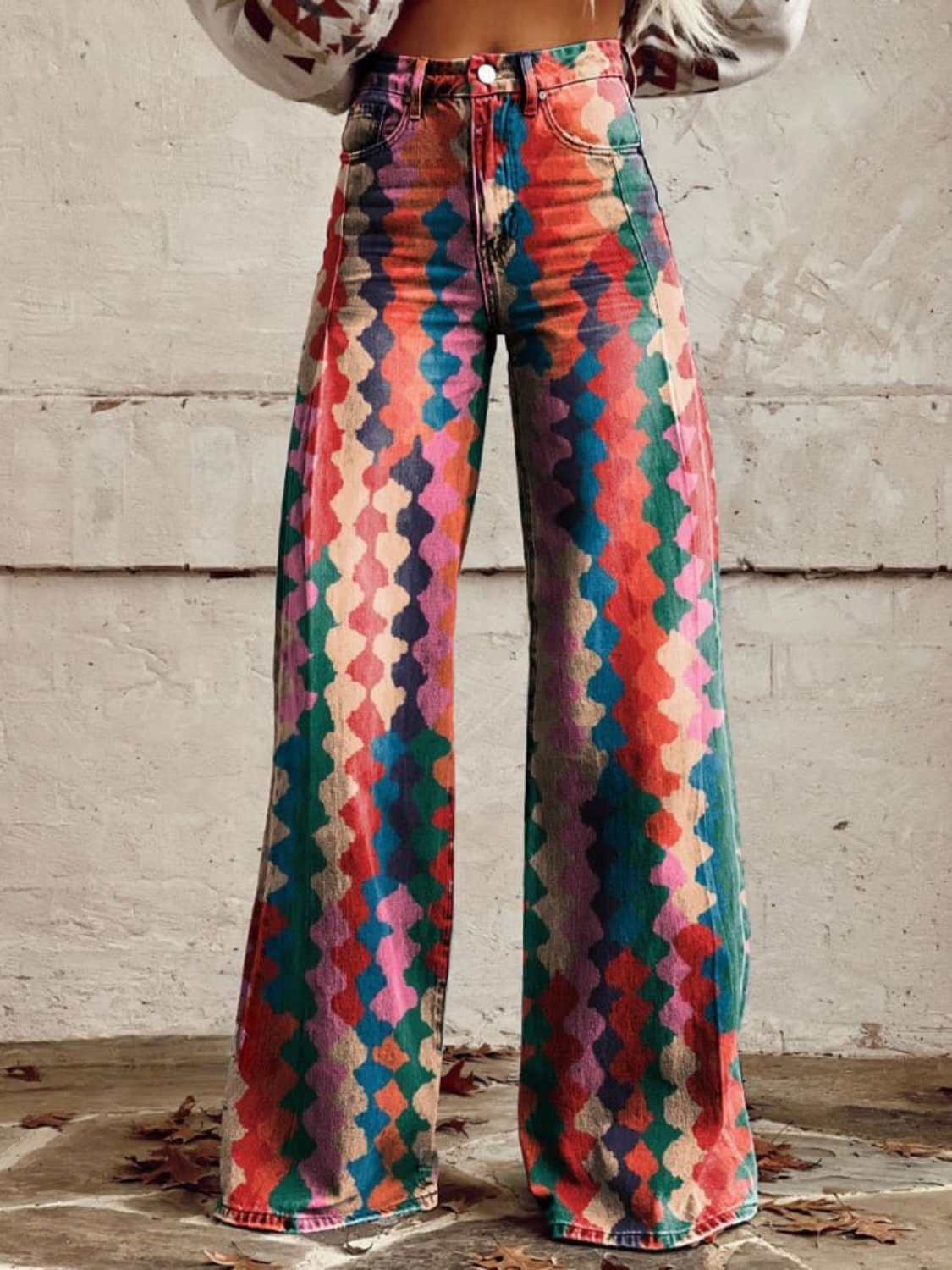 Agnes™ | Retro Rainbow Palazzo Pants byxor