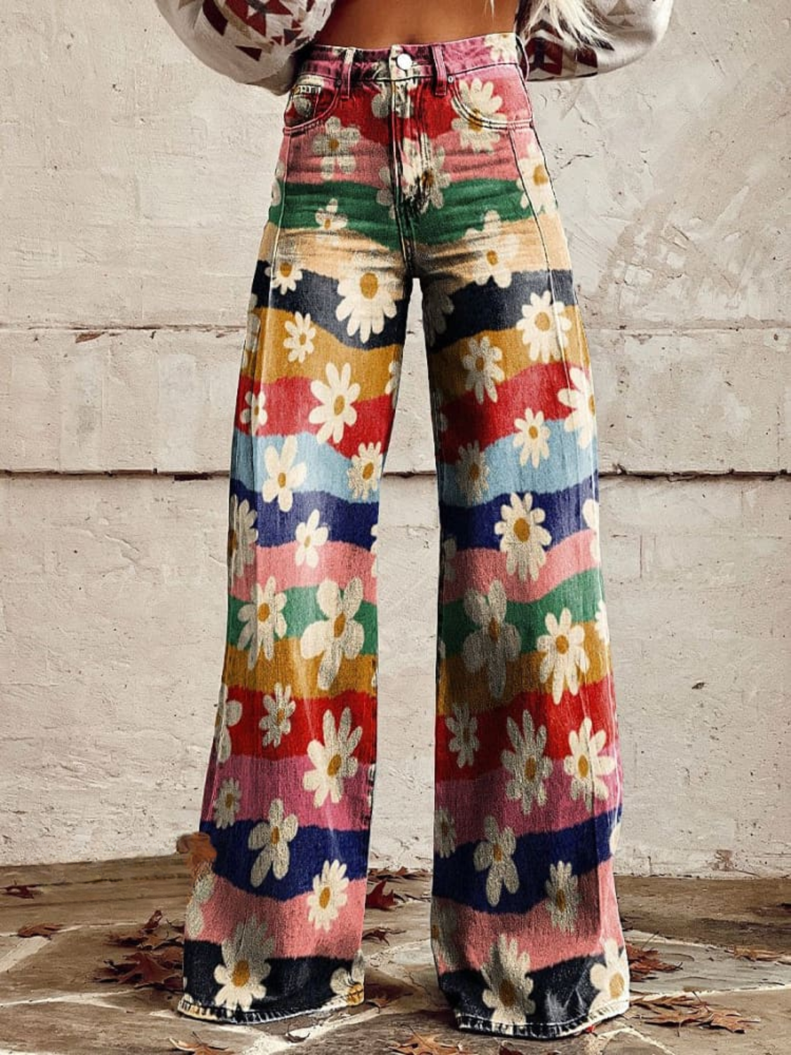 Maja™ | Retro floral high-waisted pants with flared legs
