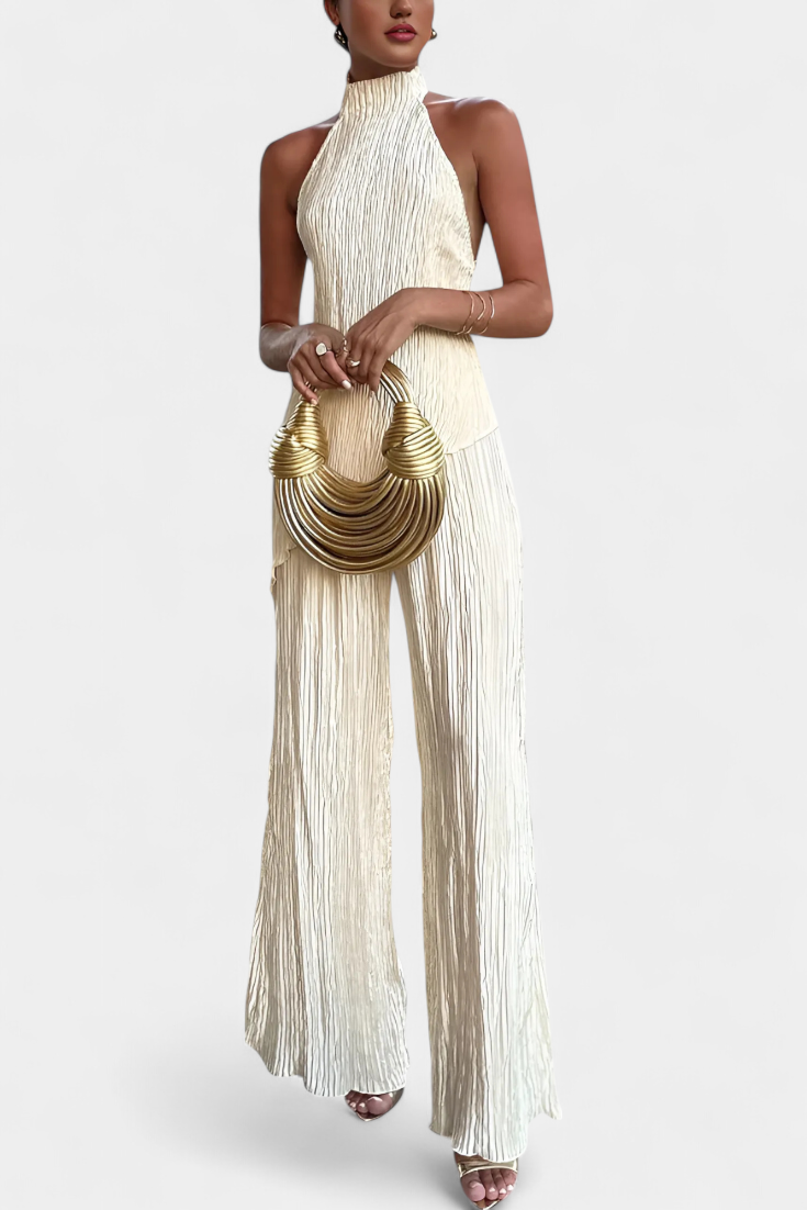 Joanna® | Pilarica Elegant Pleated Set of Asymmetric Top and Flowy Pants