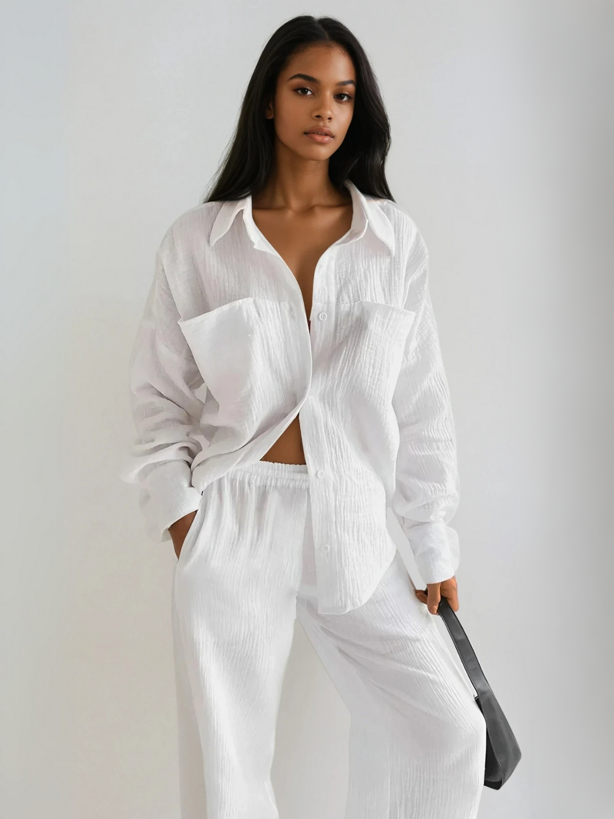 Margaux® | Casual Loose Minimalist Cotton Shirt & Pants Matching Set
