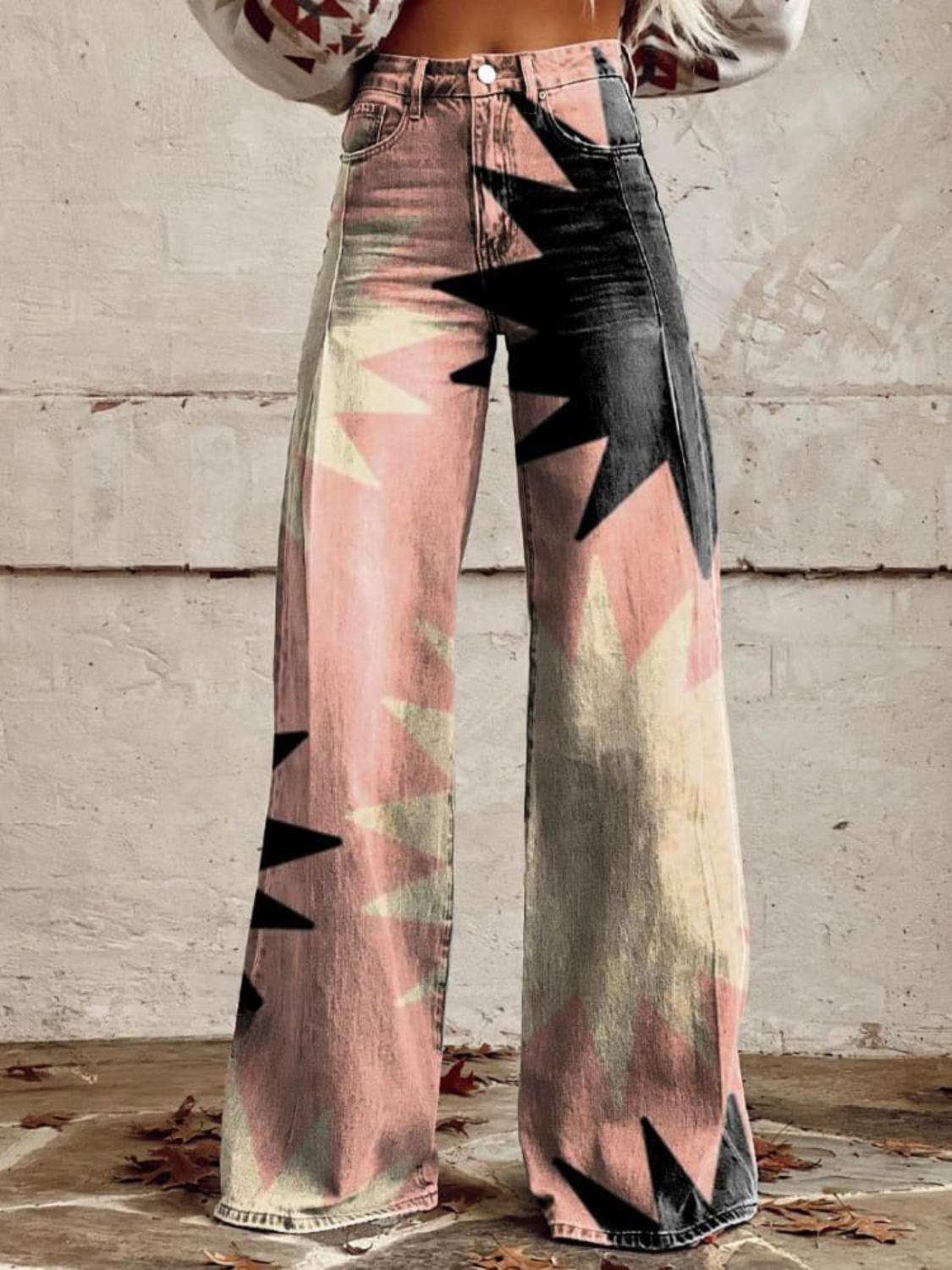 Ebba™ | Earth-toned pants with wide legs and wavy design