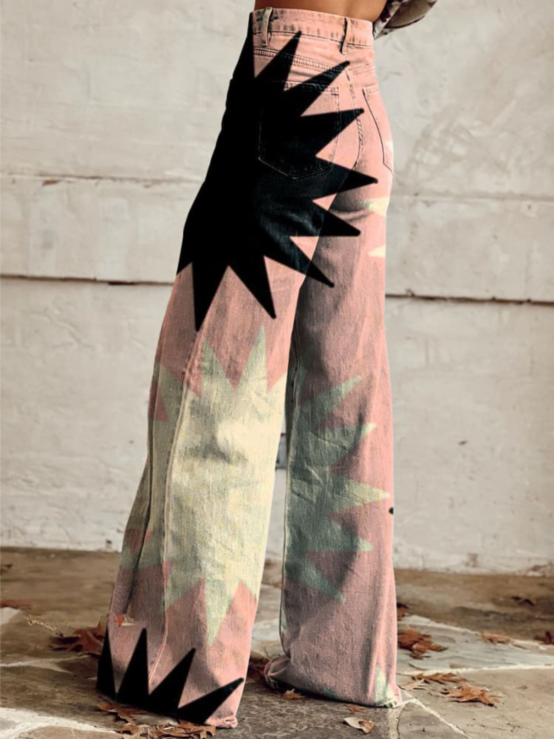 Ebba™ | Earth-toned pants with wide legs and wavy design