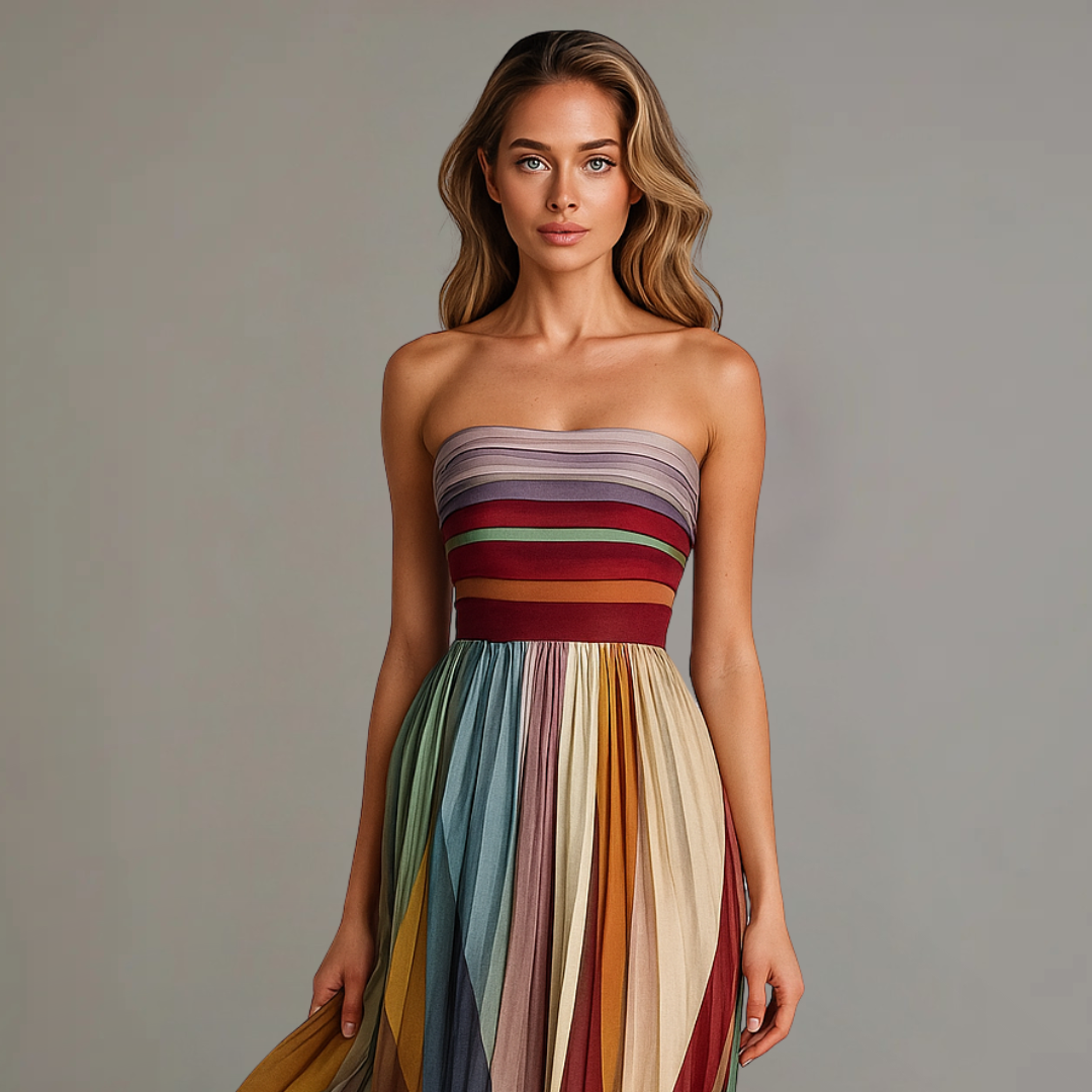 Fiorella™ – Wrinkle-Free Strapless Pleated Dress