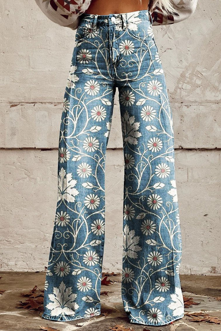 Clarina™ | Vintage Daisy Bloom Wide Leg Pants