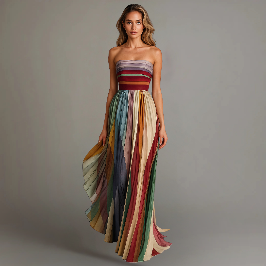 Fiorella™ – Wrinkle-Free Strapless Pleated Dress