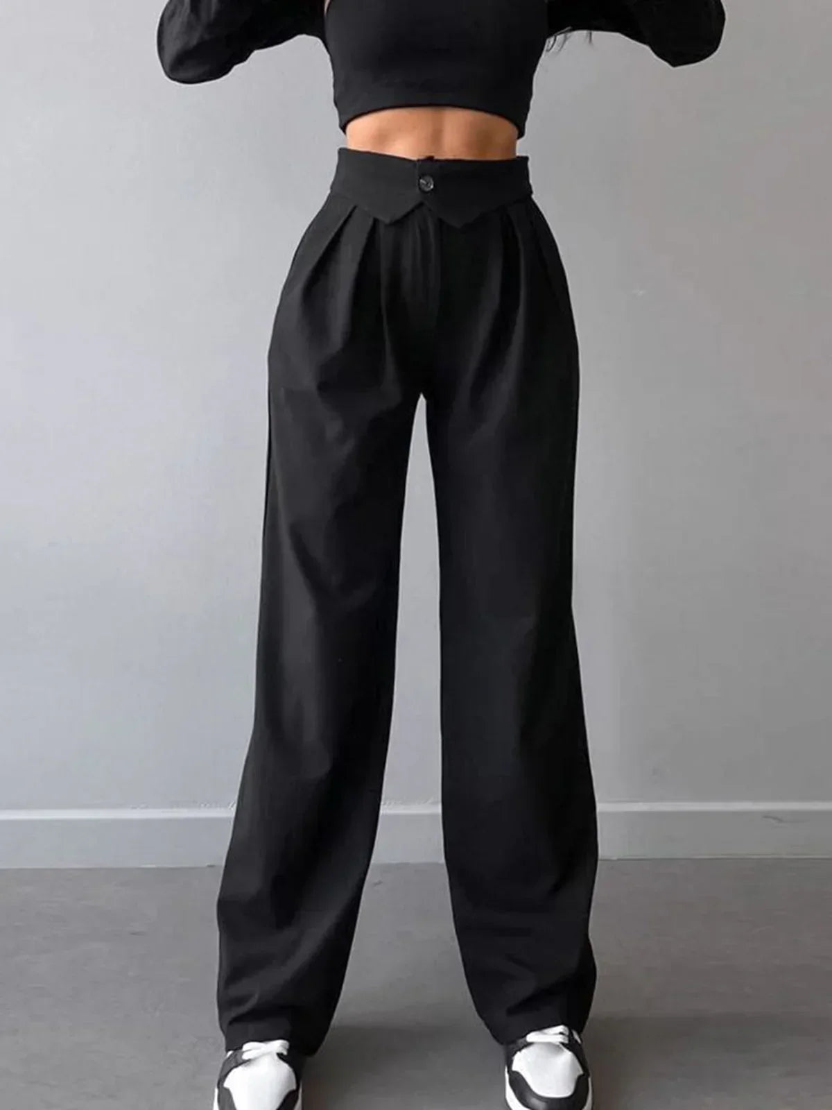 Veronika® | Street Fold Over Waistband Straight Leg Dress Pants