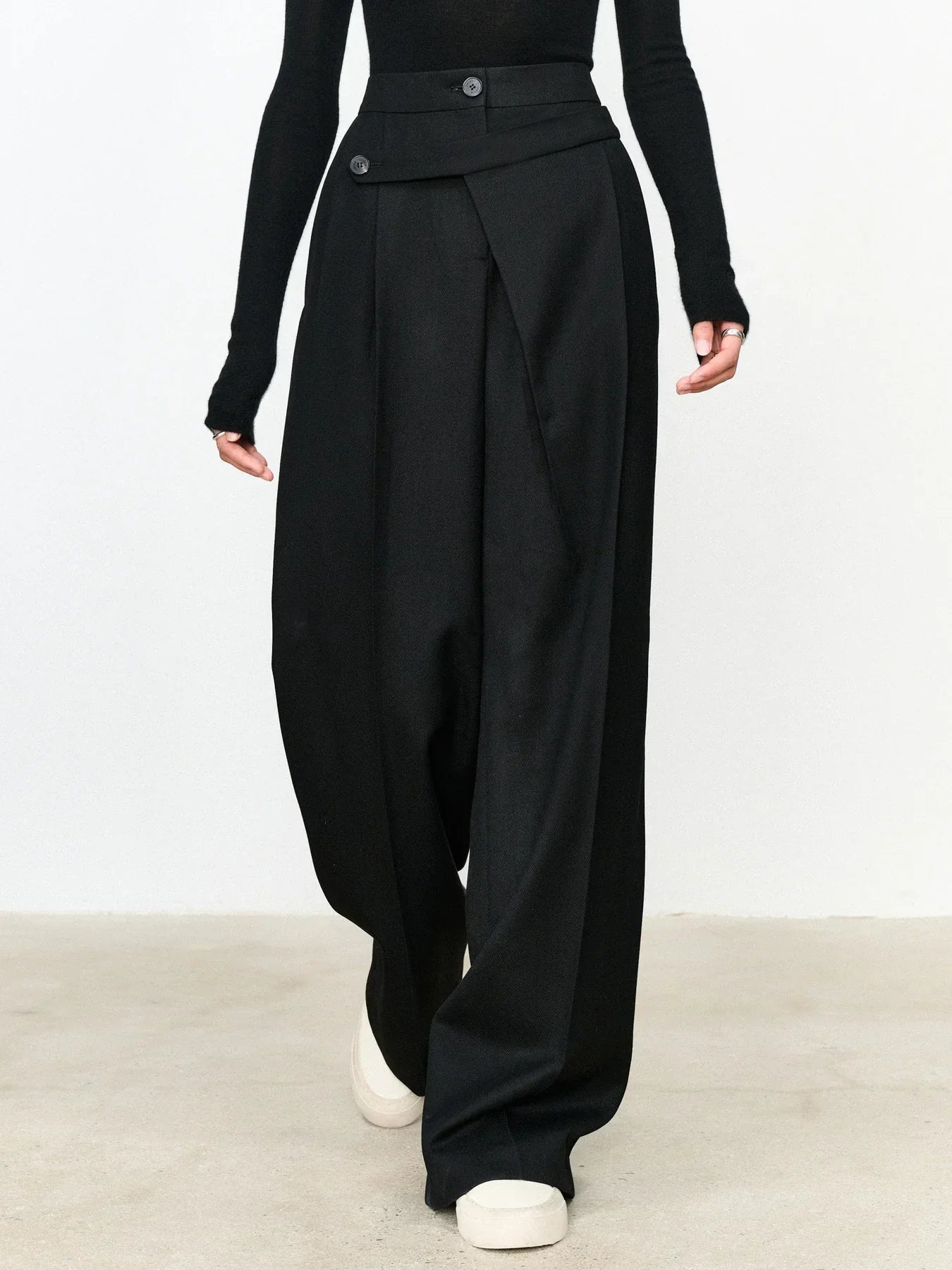 Verónica® | Asymmetric Layer Button Straight Leg Dress Pants