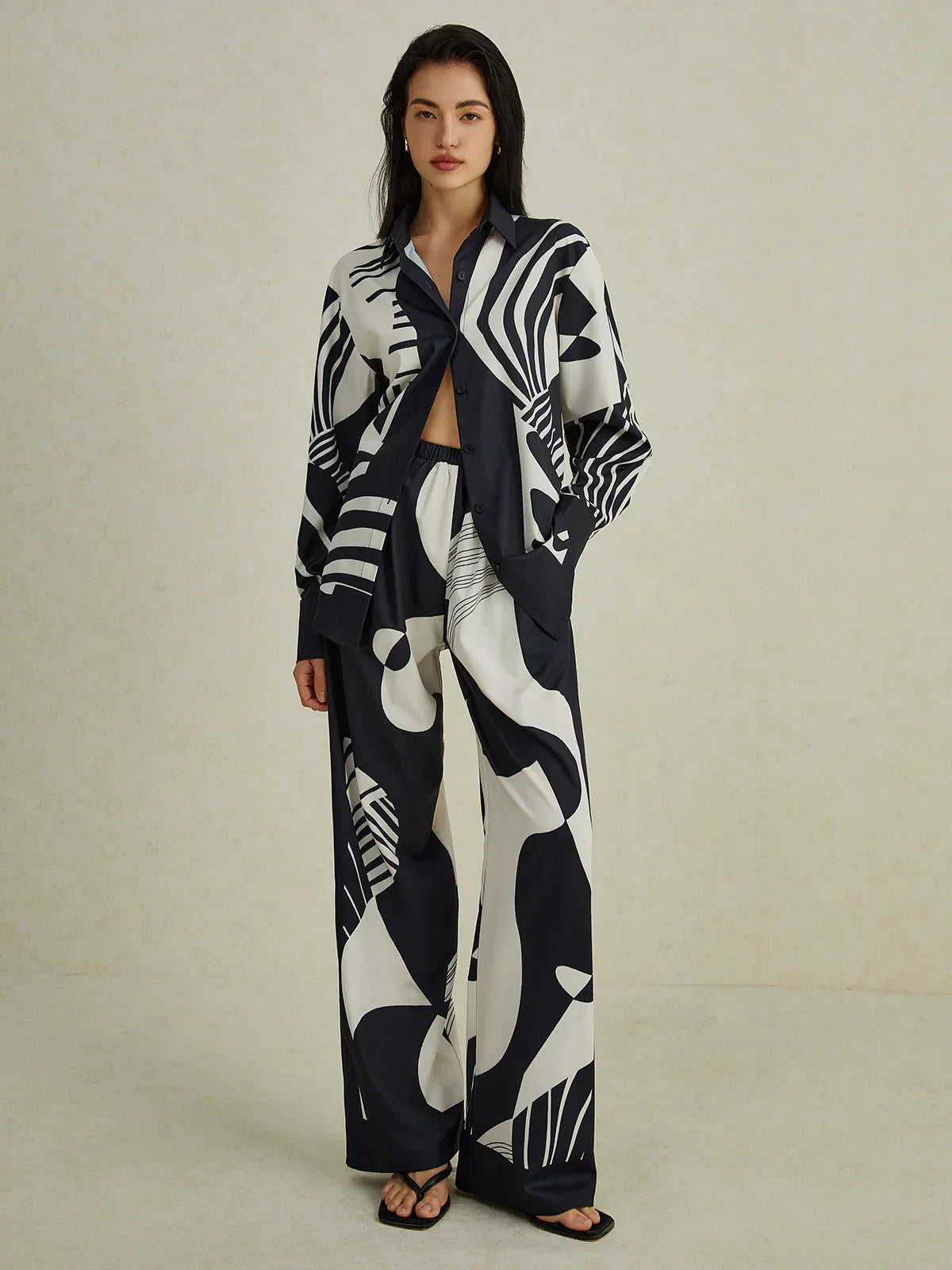 Greta® | Irregular Print Wide Leg Pants Set