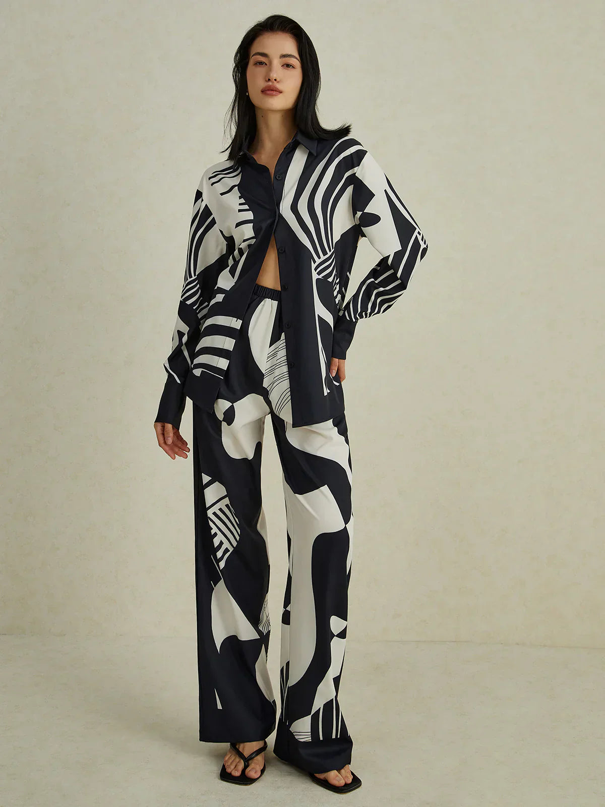 Greta® | Irregular Print Wide Leg Pants Set