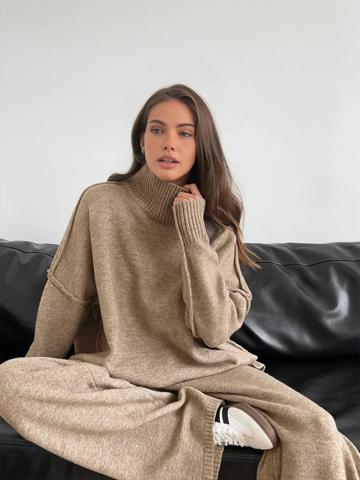 Milena® | Plain Turtleneck Knit and Pants Set