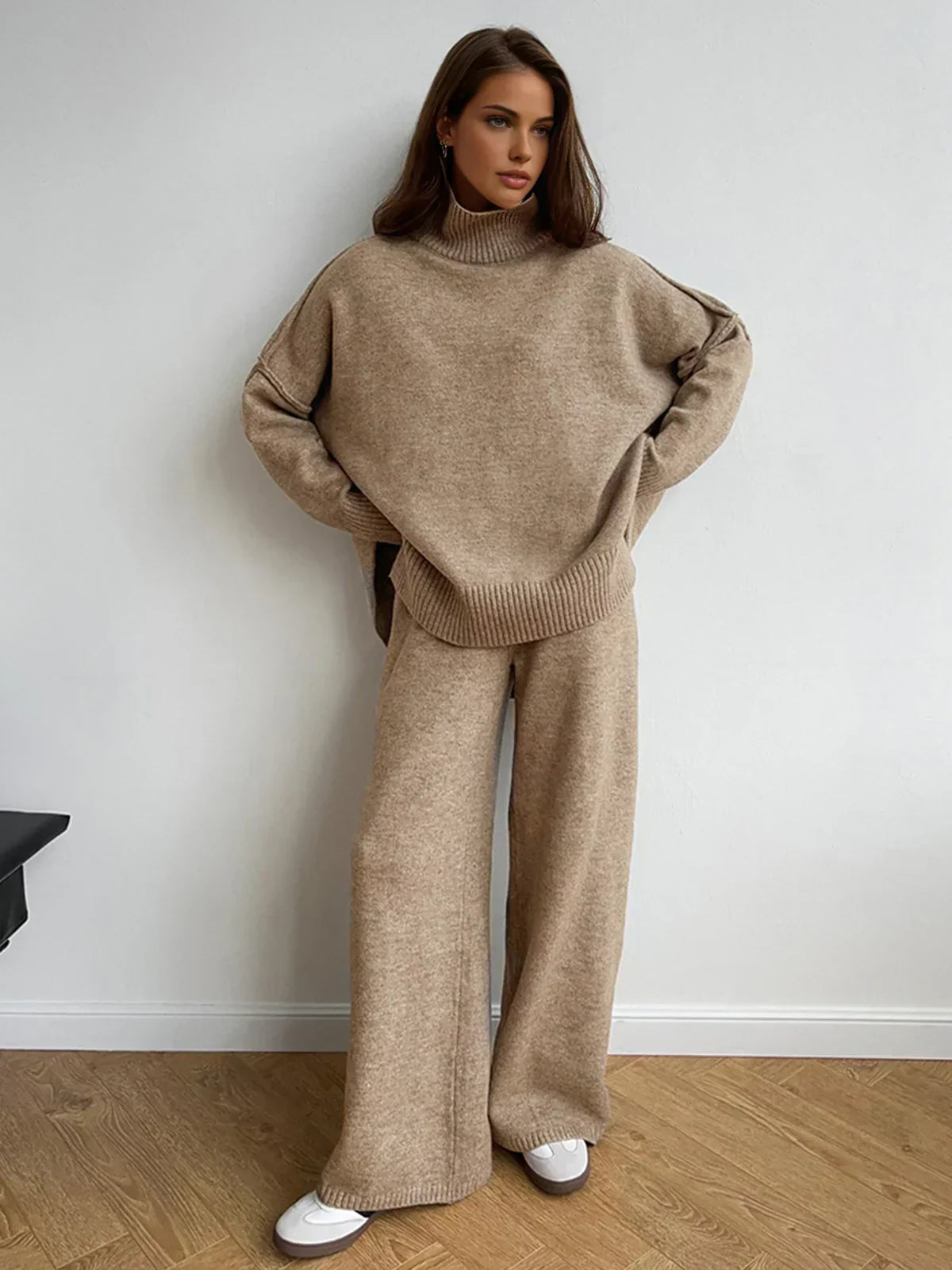 Milena® | Plain Turtleneck Knit and Pants Set