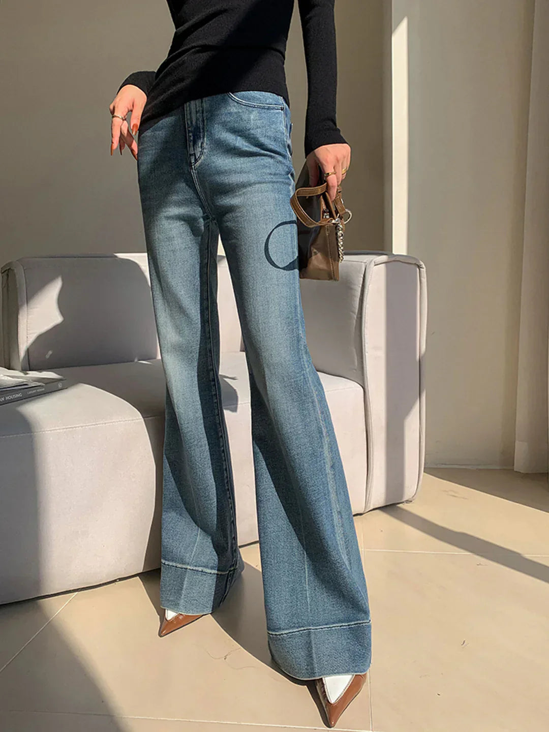 Gala® | Washed Slim Draped Denim Pants