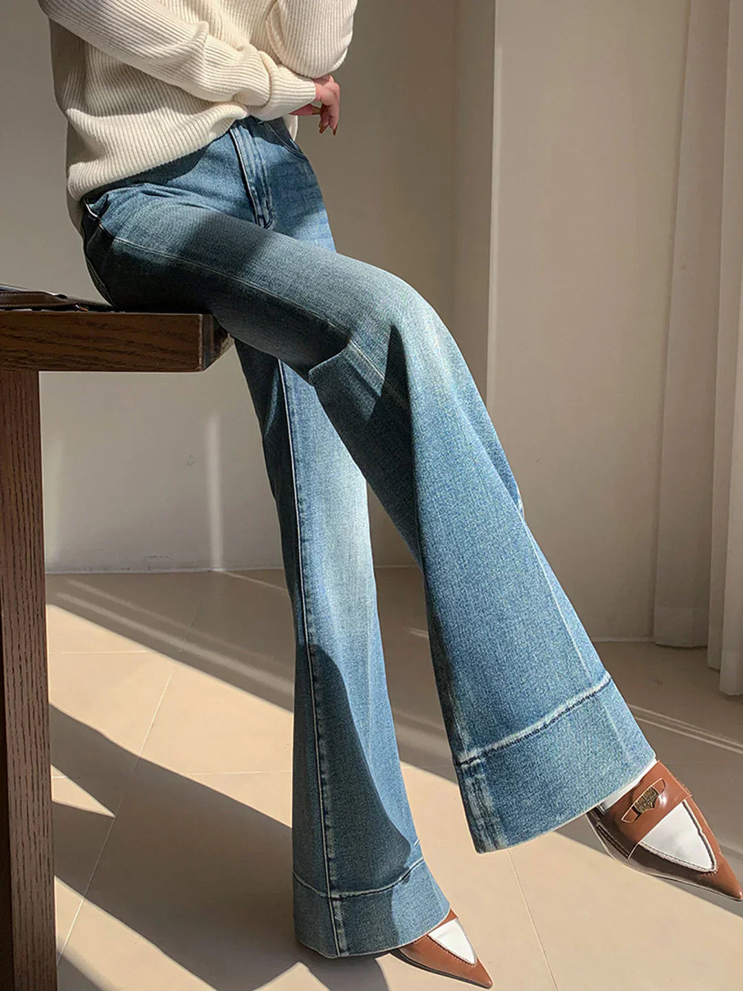 Gala® | Washed Slim Draped Denim Pants