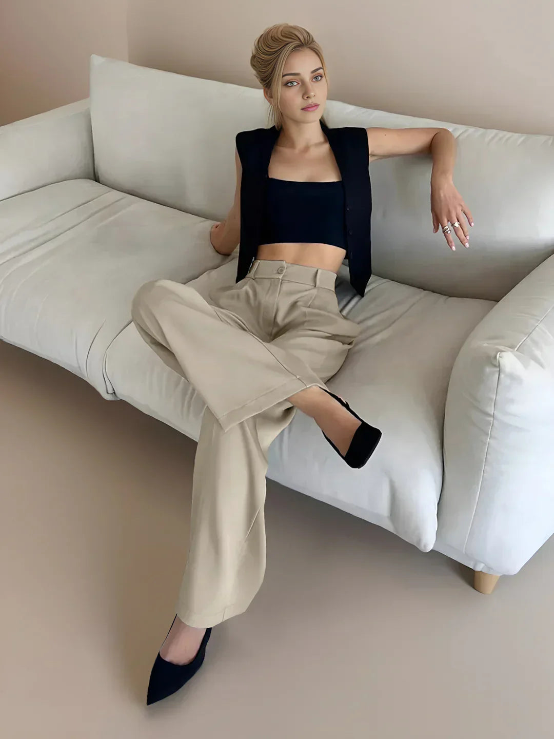 Jacqueline® | Always Casual Pockets Wide Leg Pants