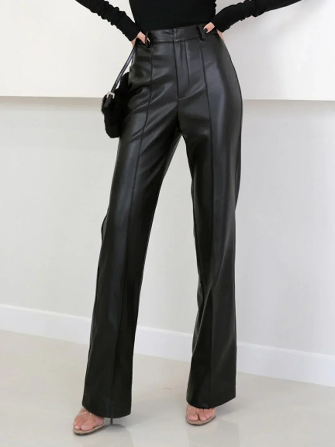 Signe® | Elegant High Waist Faux Leather Pants
