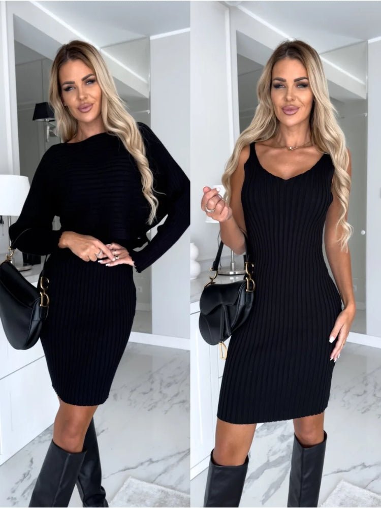 Scarlett™ - Chic Two-Piece Ensemble (Dress and Sweater)