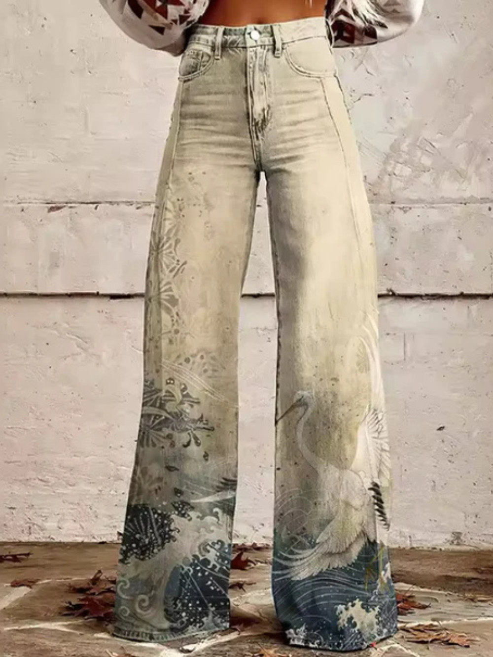Celeste™ | Serene Crane Wide Leg Pants