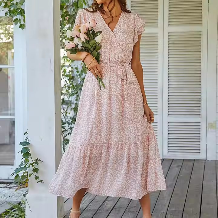 Lily™ - Stylish Floral Wrap Belt Summer Dress
