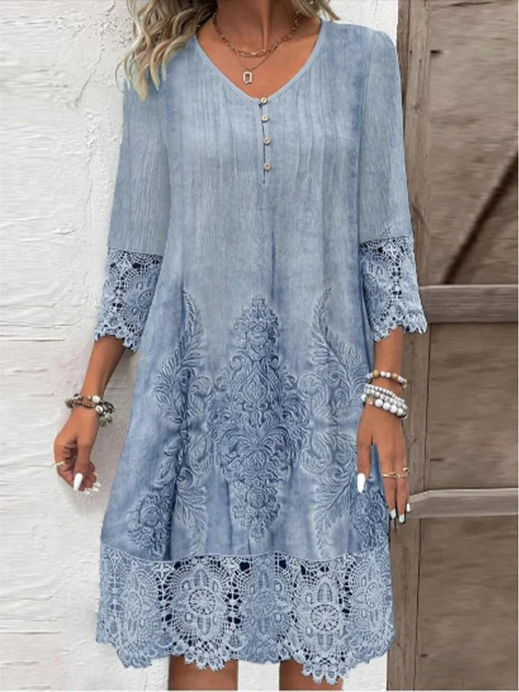 Olivia&Grace | Evelyn  – Elegant Lace V-Neck Dress
