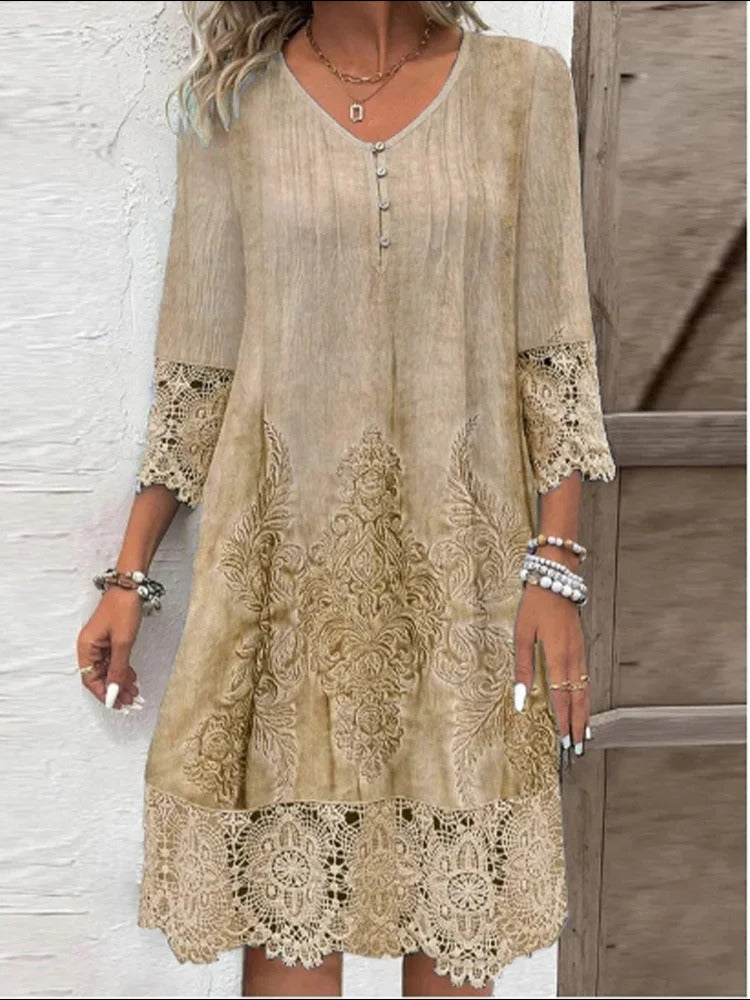 Olivia&Grace | Evelyn  – Elegant Lace V-Neck Dress
