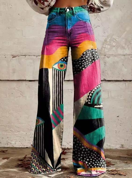 Molly™ | Abstract Pants with Wide Legs